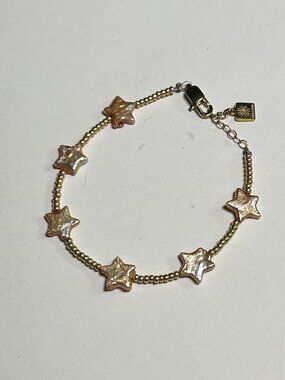SC COLLECTION Gold Star Pearl Beaded Charm Bracelet NWT